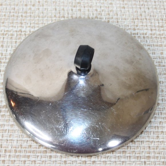 VINTAGE FARBERWARE 7.25" REPLACEMENT LID ONLY STAINLESS BLACK KNOB - Picture 9 of 14